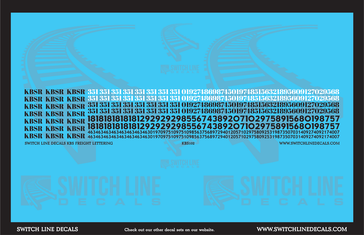 N Scale KBS KBSR Railroad Freight Car Numbering Decal Set