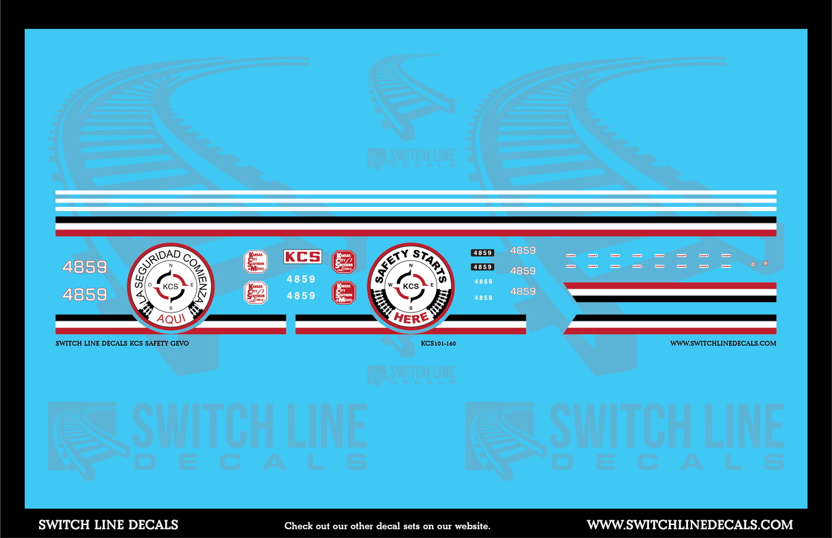 N Scale Kansas City Southern Safety GEVO Locomotive Decal Set