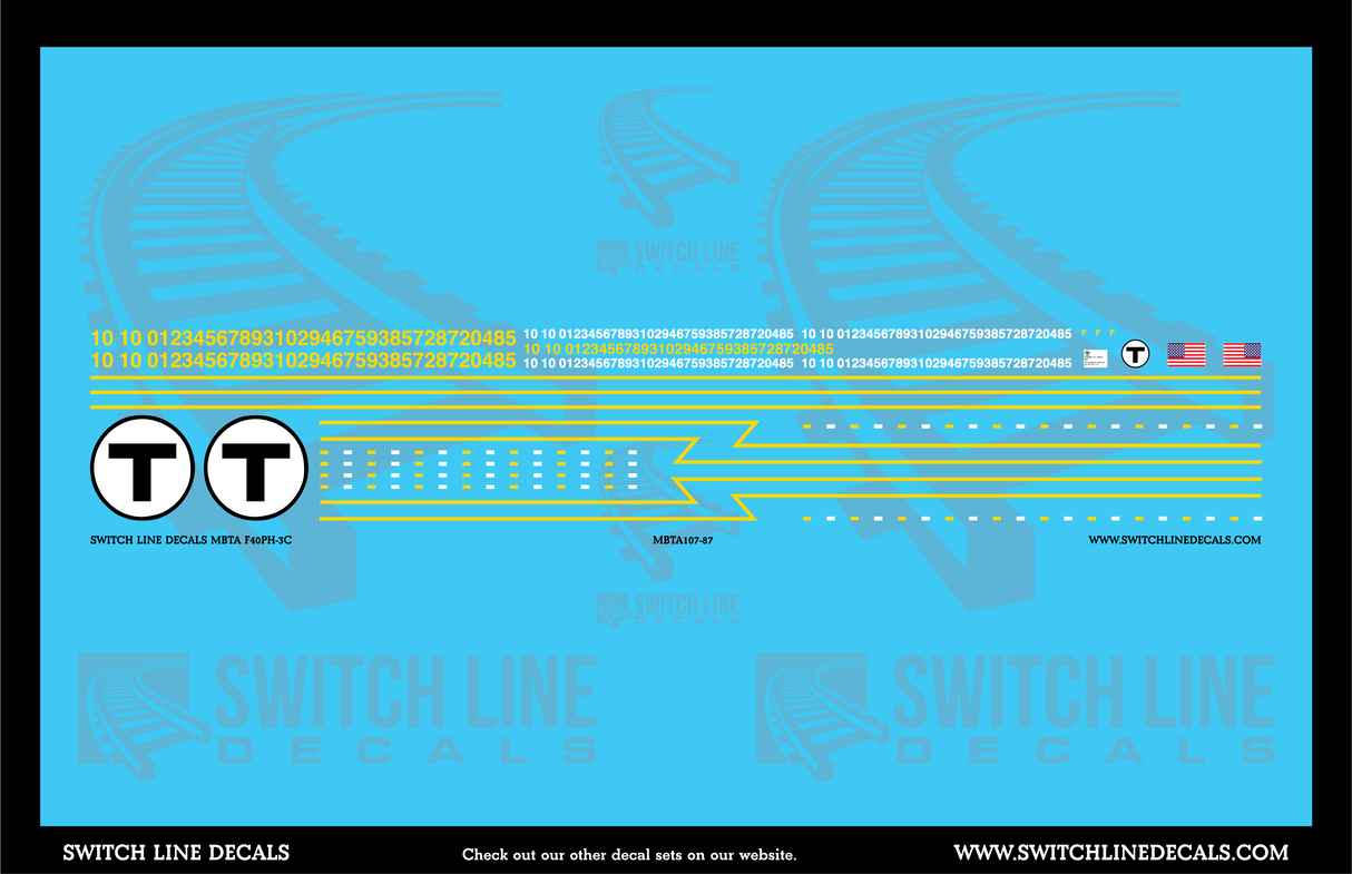 N Scale MBTA F40PH-3C Locomotive Decal Set