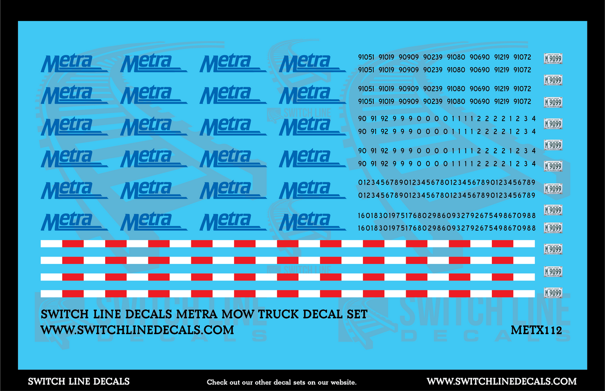 N Scale Metra MOW Truck Decal Set