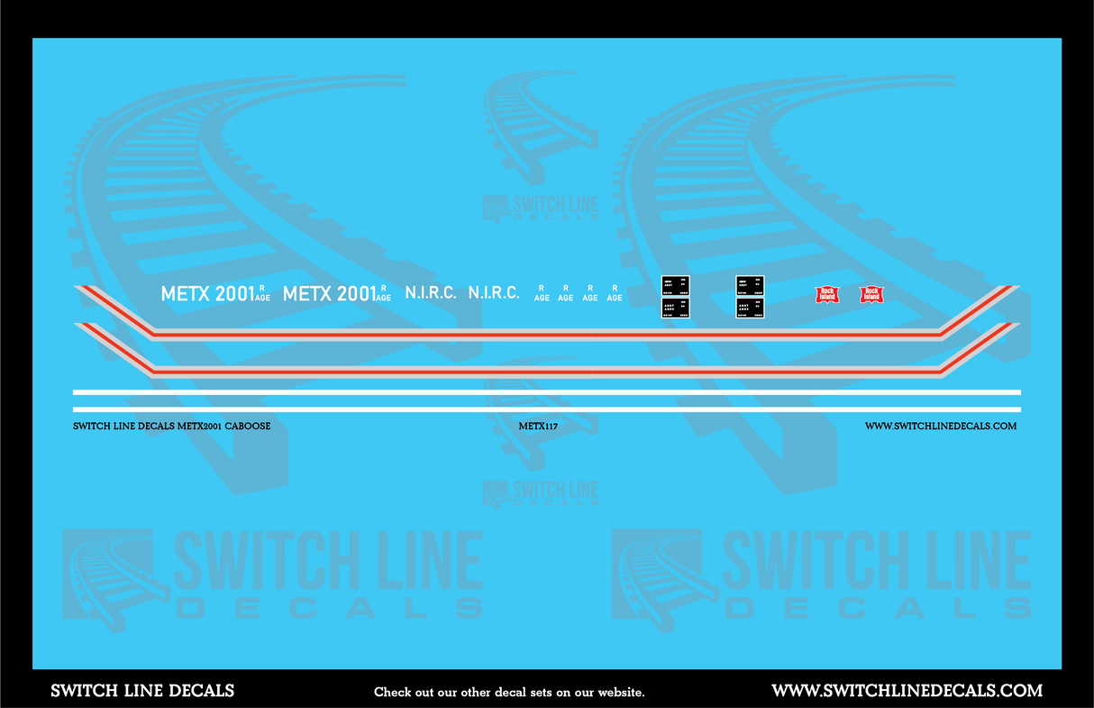 HO Scale Metra 2001 Rock Island Caboose Decal Set