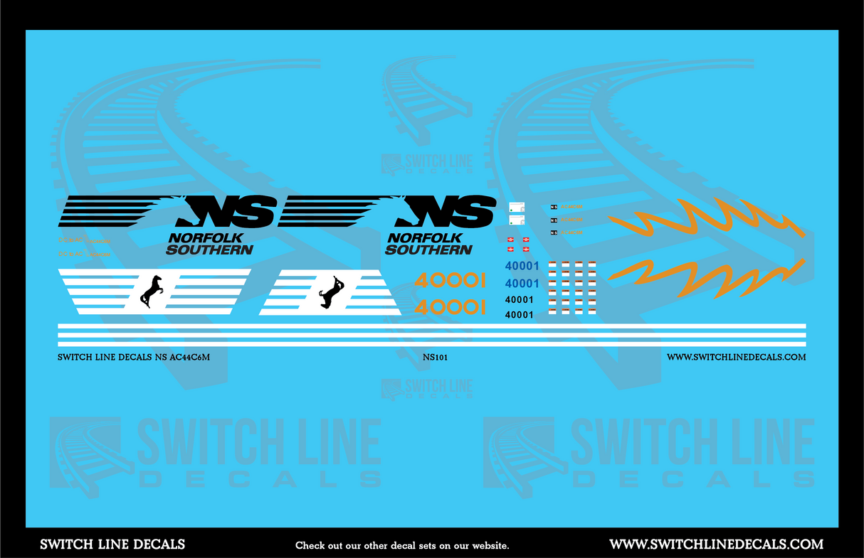 N Scale Norfolk Southern AC44C6M 4000 & 4001 Locomotive Decal Set