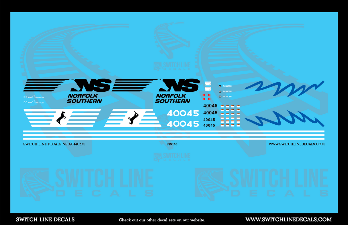 N Scale Norfolk Southern AC44C6M 4004 & 4005 Locomotive Decal Set