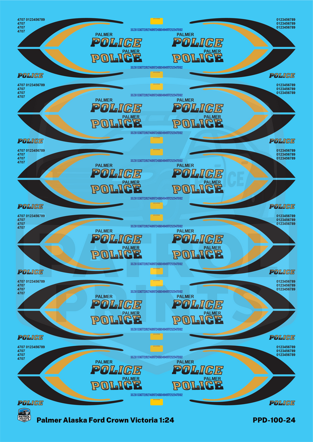 Patrol Print Decals Palmer Alaska Ford Crown Victoria 1:24 Decal Set