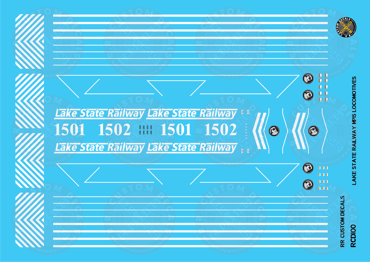 RR Custom Decals HO Scale Lake State Railway EMD MP15 Locomotives Decal Set