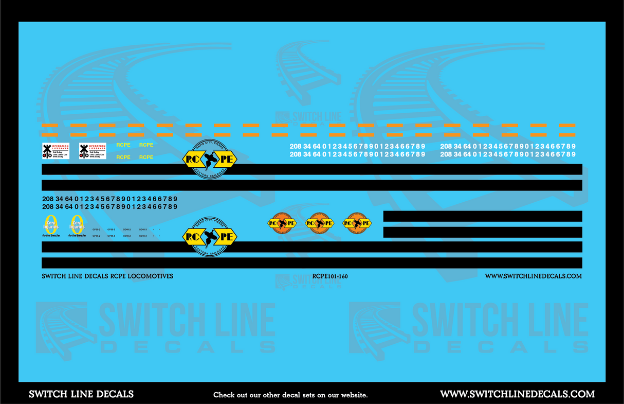 N Scale Rapid City, Pierre Easter Railroad RCPE GP / SD Locomotives Decal Set