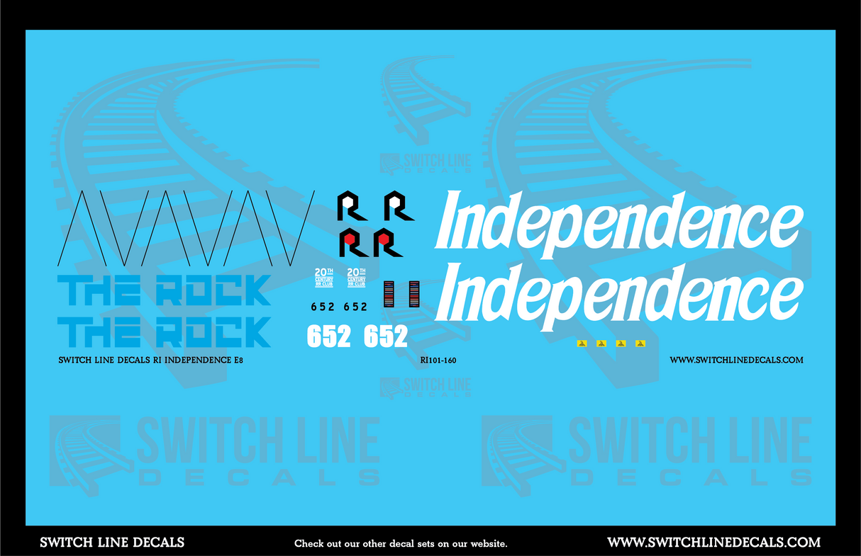 N Scale Rock Island Independence E8 Locomotive Decal Set