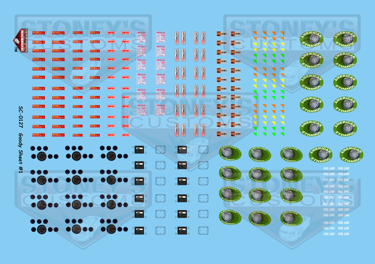 Stoney's Customs General Goodies Sheet #1 1:24 Decal Set