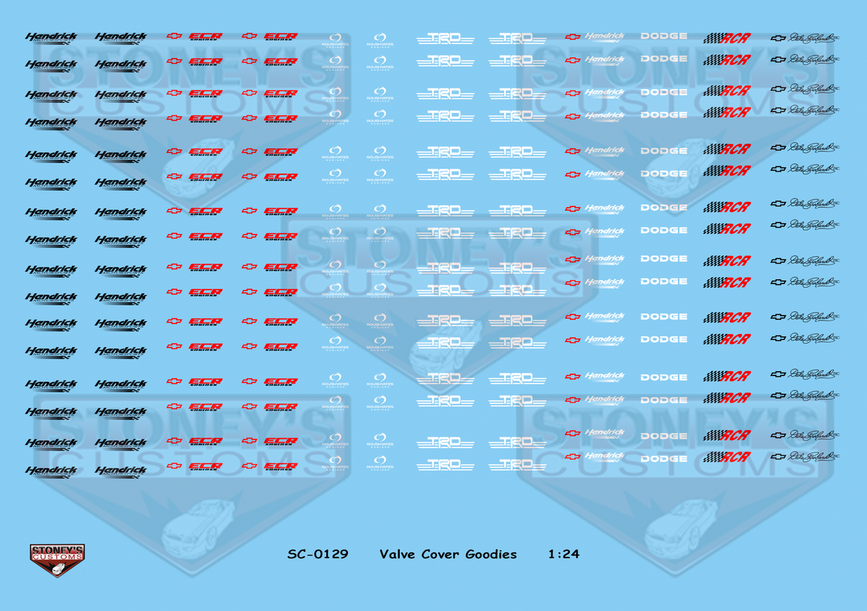 Stoney's Customs Valve Cover Goodies 1:24 Decal Set