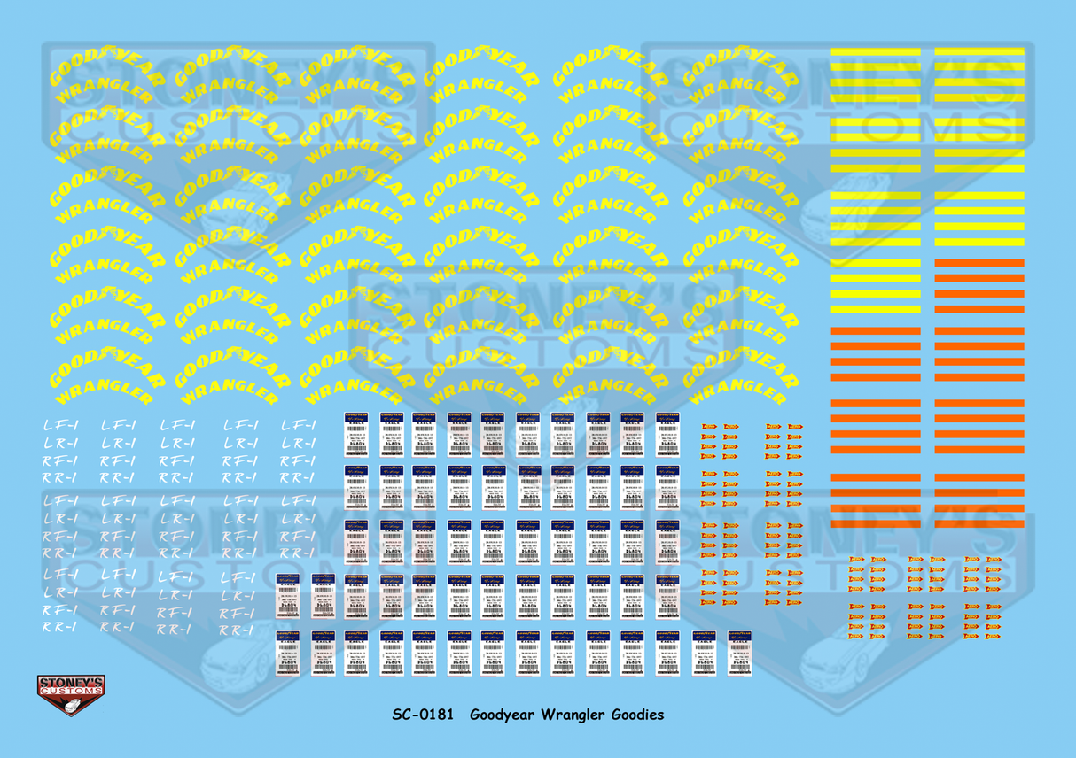 Stoney's Customs Goodyear Wrangler Tire Goodies 1:24 Decal Set