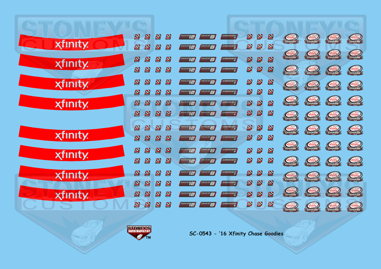 Stoney's Customs 2016 Xfinity Chase Goodies 1:24 Decal Set