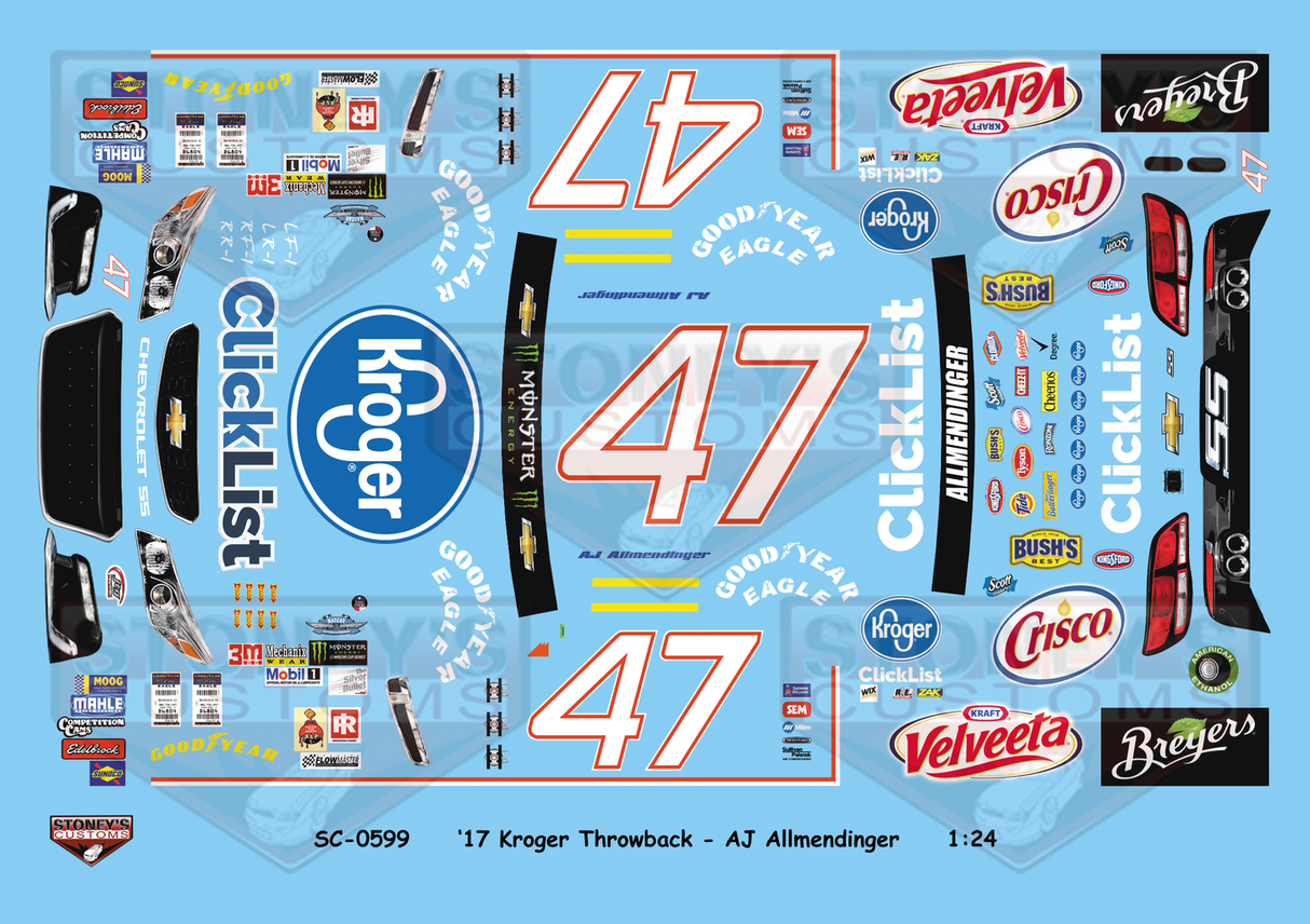 Stoney's Customs 2017 #47 Kroger Throwback AJ Allmendinger 1:24