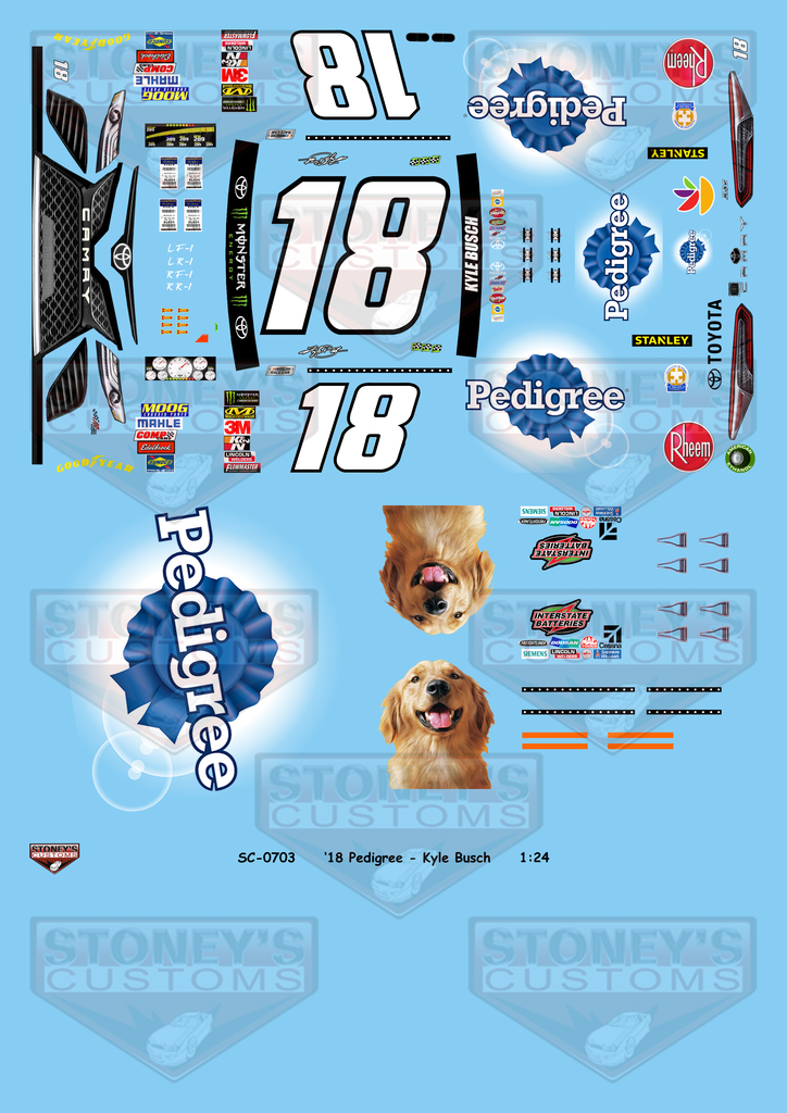 Stoney's Customs 2018 #18 Pedigree Kyle Busch 1:24