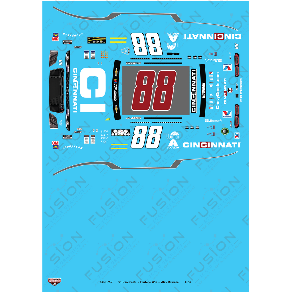 Stoney's Customs 2020 #88 Cincinnati - Fontana Win - Alex Bowman 1:24 Decal Set