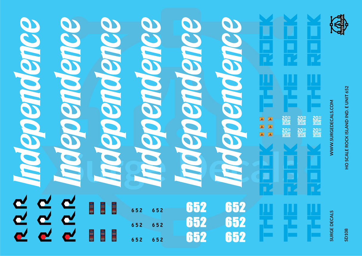 Surge Decals HO Scale Rock Island Independence EMD E8 Locomotive Decal Set