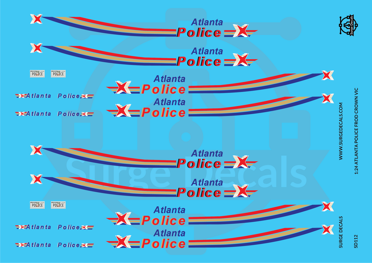 Surge Decals 1:24 Atlanta Ford Crown Vic Decal Set