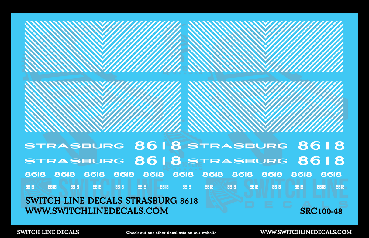 O Scale Strasburg SW8 8618 Locomotive Decal Set