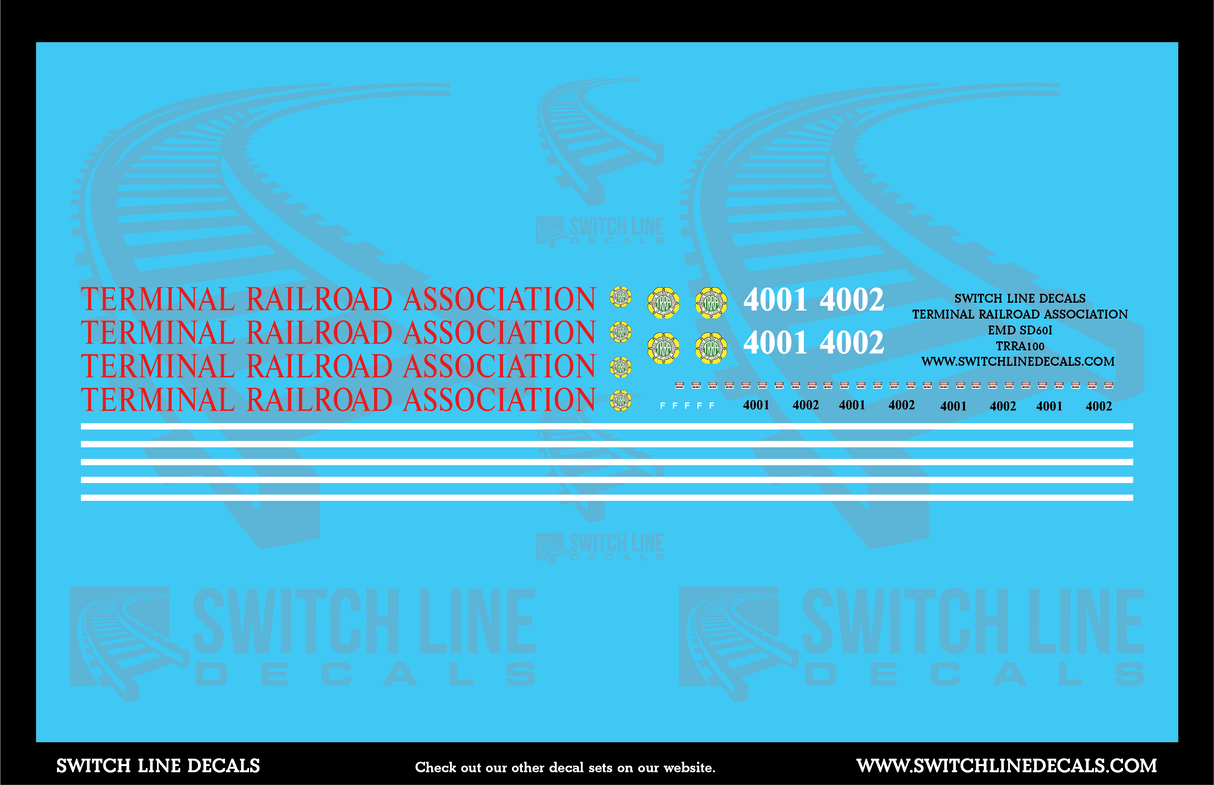 N Scale Terminal Railroad Association 4001 4002 SD60I Decal Set