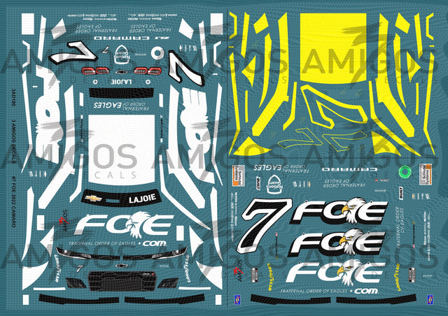 3 Amigos Decals #7 FRATERNAL ORDER OF EAGLES 2022 CAMARO 1:24 Decal Set - 1