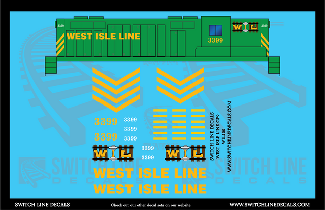 West Isle Line EMD GP9 3399 Locomotive Decal Set