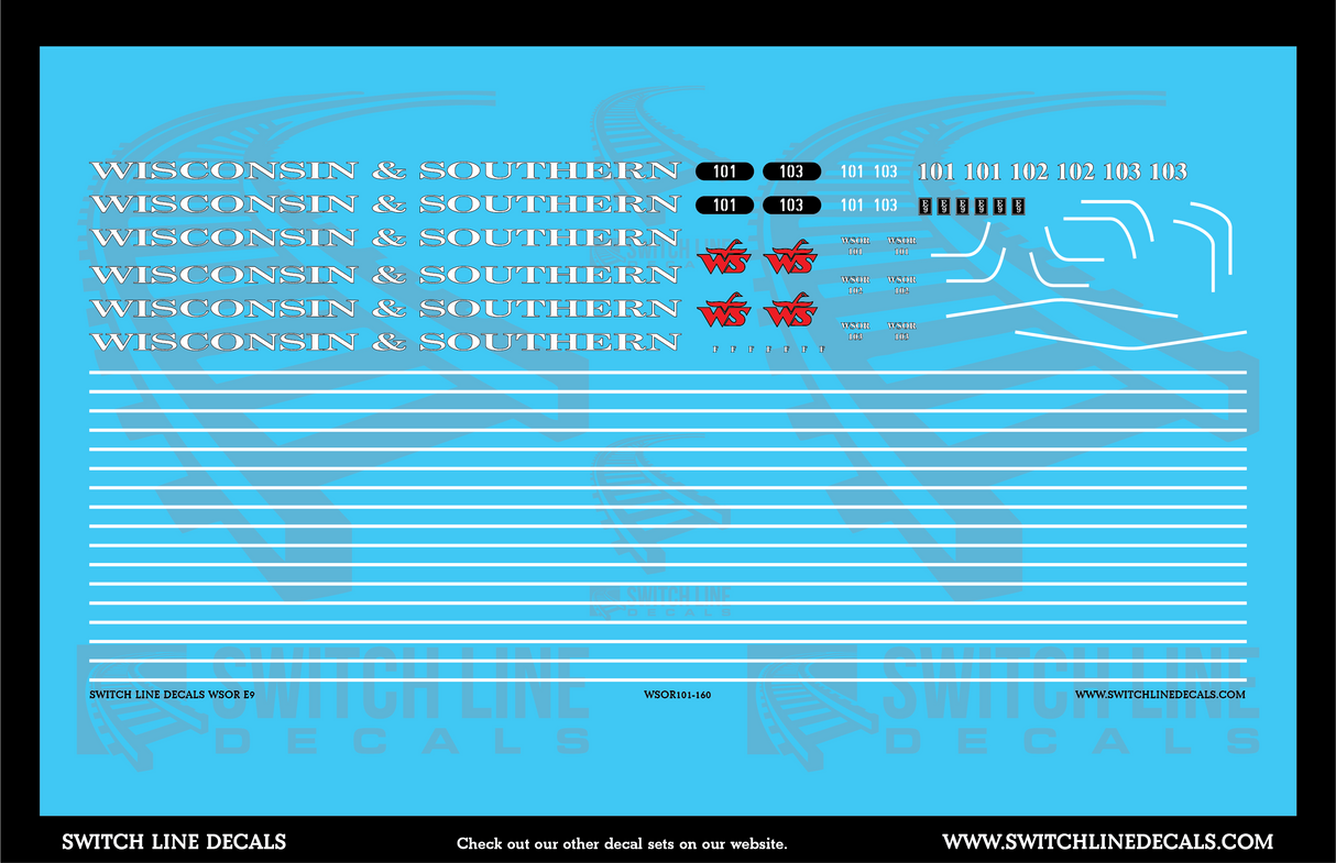 N Scale Wisconsin And Southern E9 Locomotive Decal Set