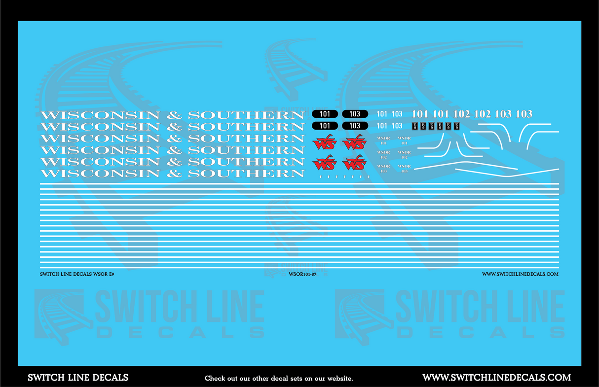 HO Scale Wisconsin And Southern E9 Locomotive Decal Set