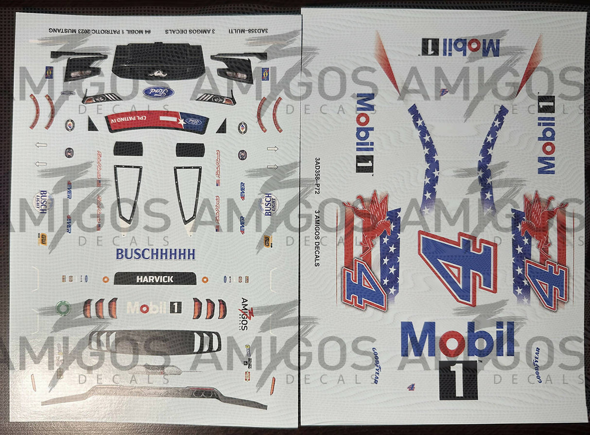 3 Amigos Decals #4 MOBIL 1 PATRIOTIC 2023 MUSTANG Decal Set 1:24