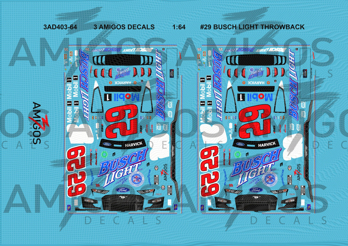 1:64 3 Amigos Decals #29 BUSCH LIGHT THROWBACK Decal Set