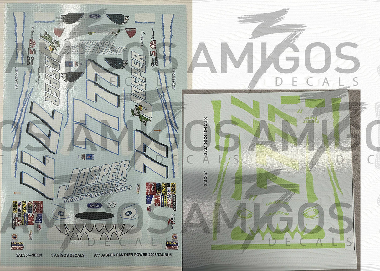 3 Amigos Decals #77 JASPER ENGINES PANTHER POWER 2003 TAURUS Decal Set 1:24