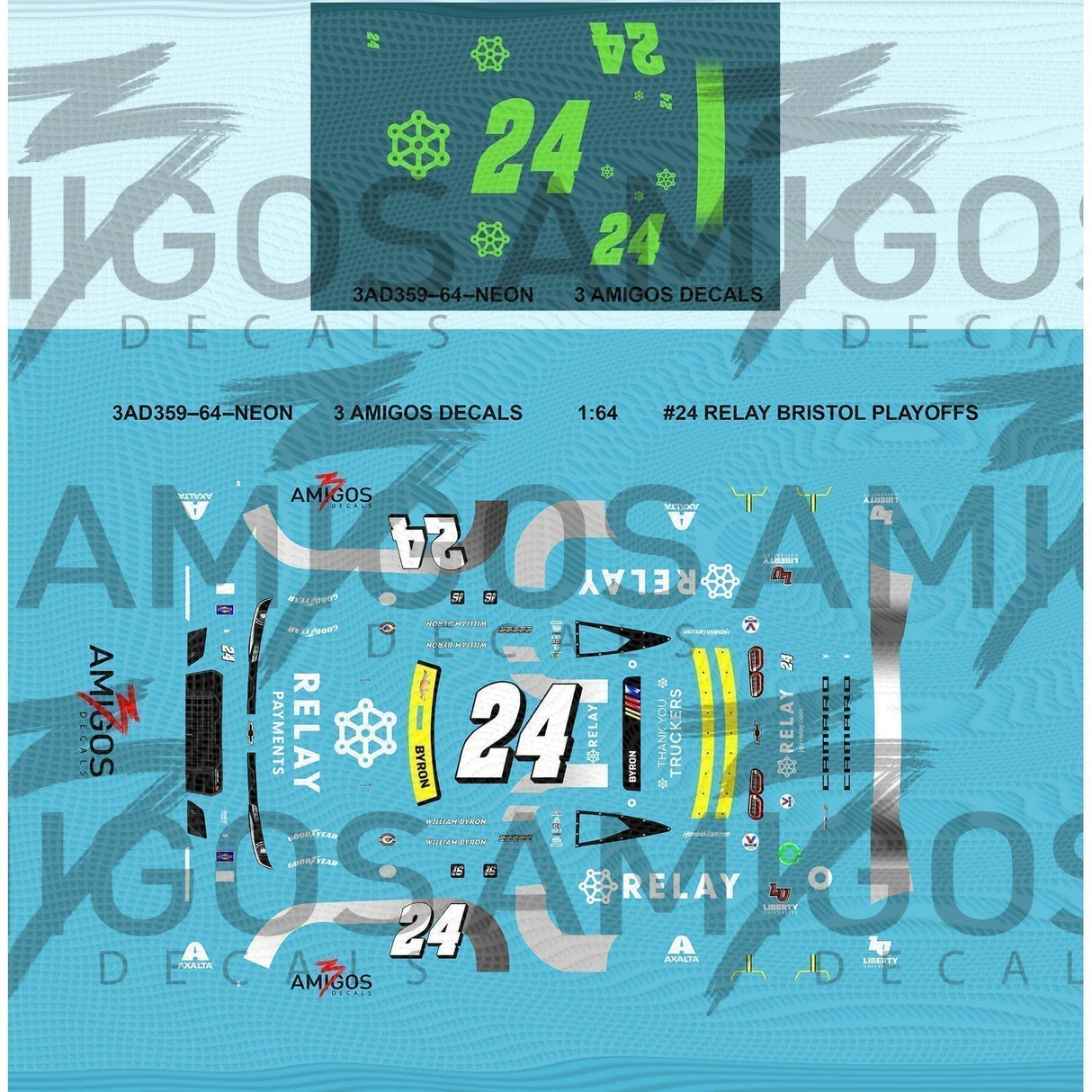 1:64 3 Amigos Decals #24 RELAY BRISTOL PLAYOFFS Decal Set 1:64