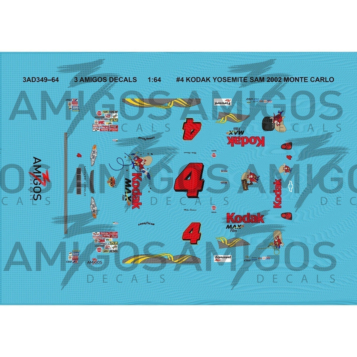 1:64 3 Amigos Decals #4 KODAK YOSEMITE SAM 2002 CHEVROLET Decal Set