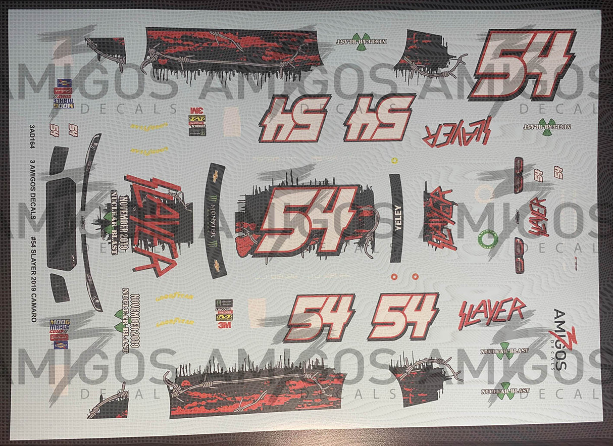 3 Amigos Decals 1:24 #54 SLAYER 2019 Camaro - 2