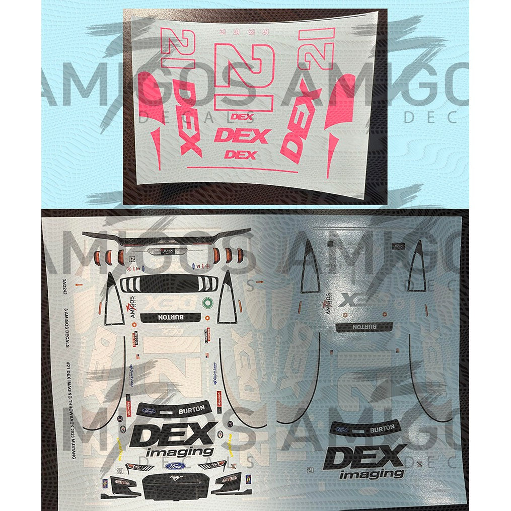 3 Amigos Decals #21 DEX IMAGING THROWBACK 2023 MUSTANG 1/24 NEON Decal Set