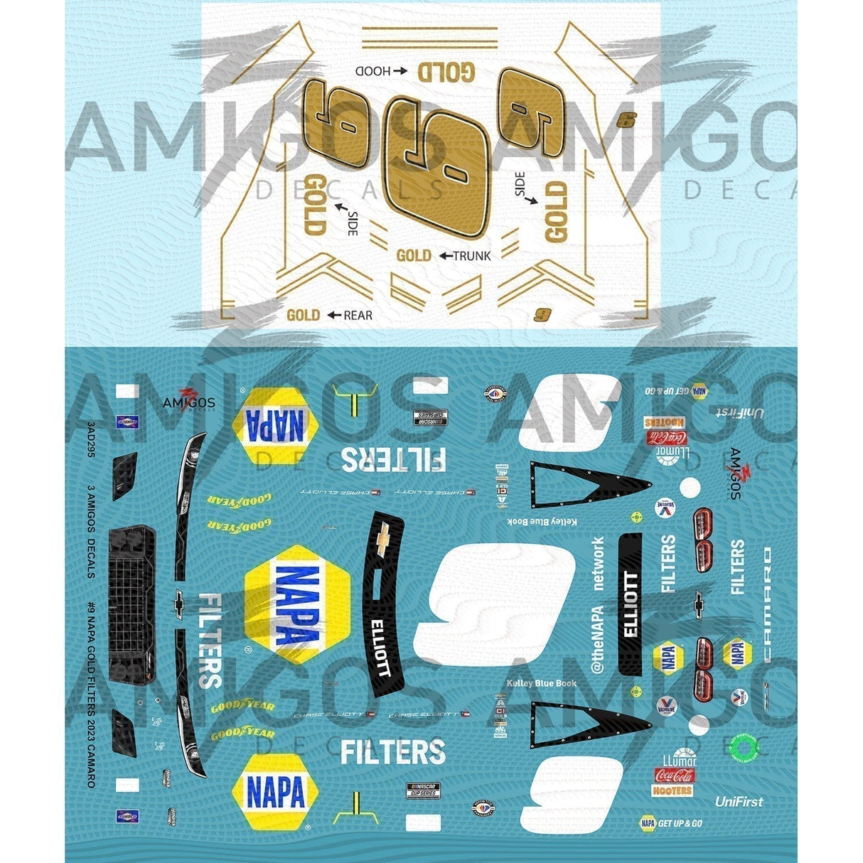 3 Amigos Decals #9 NAPA GOLD FILTERS 2023 CAMARO Decal Set 1:24