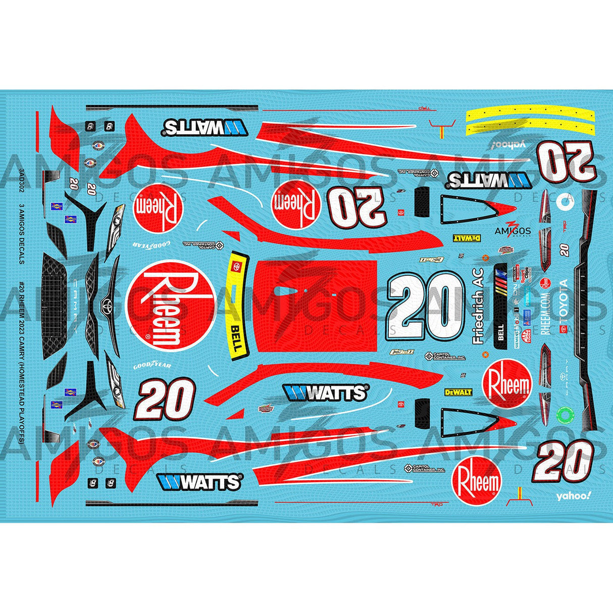 3 Amigos Decals #20 RHEEM 2023 CAMRY HOMESTEAD PLAYOFFS Decal Set 1:24