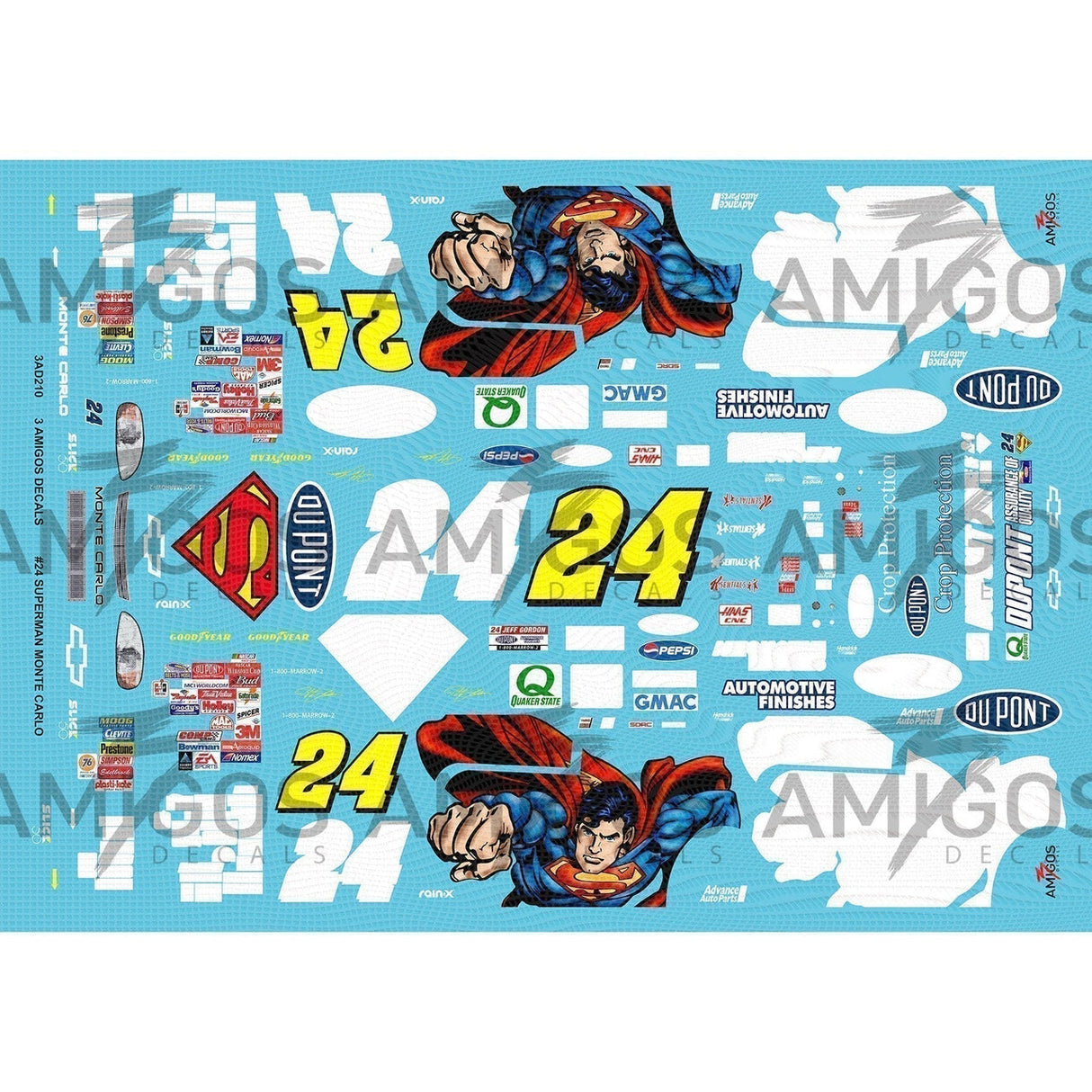 3 Amigos Decals #24 SUPERMAN MONTE CARLO 1:24 DECAL SET