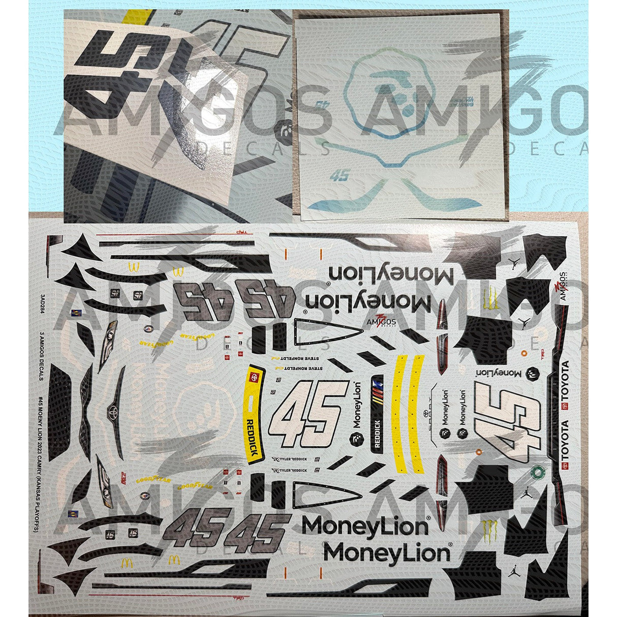 3 Amigos Decals #45 MONEY LION 2023 CAMRY KANSAS PLAYOFFS WINNER Decal Set 1:24