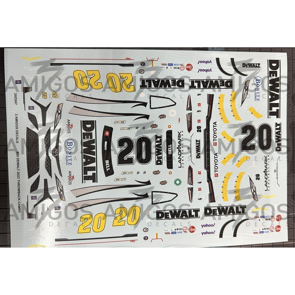 3 Amigos Decals #20 DEWALT THROWBACK DARLINGTON 2023 CAMRY Decal Set 1:24