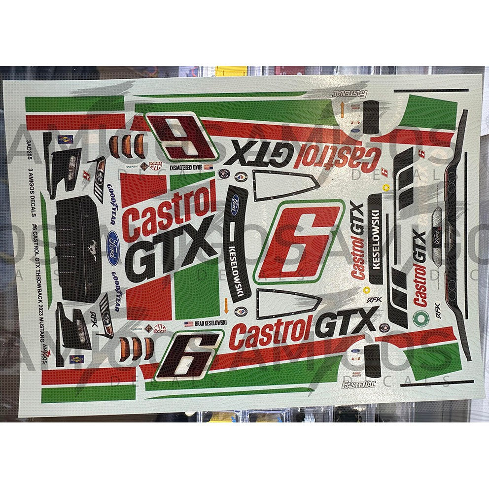 3 Amigos Decals #6 CASTROL GTX THROWBACK 2023 MUSTANG Decal Set 1:24