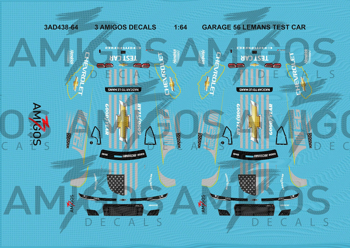 1:64 3 Amigos Decals GARAGE 56 LEMANS TEST CAR Decal Set