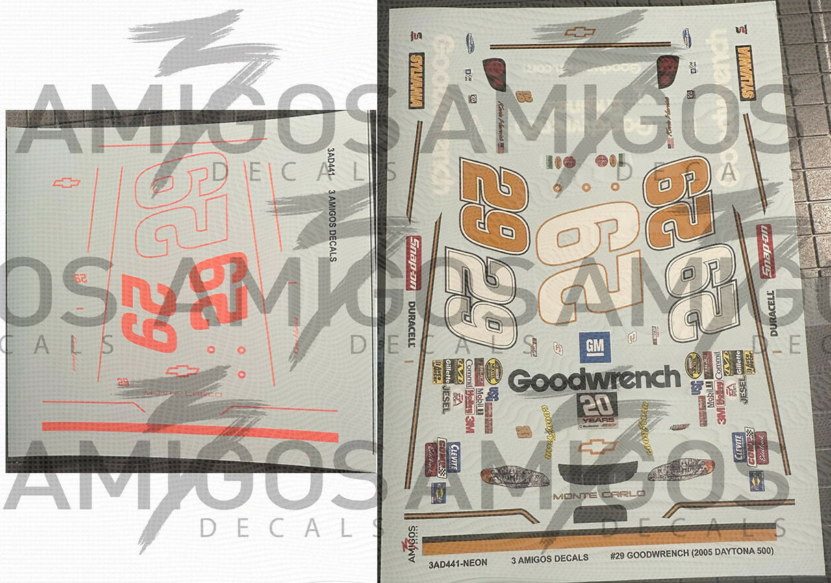 3 Amigos Decals #29 GOODWRENCH MONTE CARLO (2005 DAYTONA 500) Decal Set 1:24