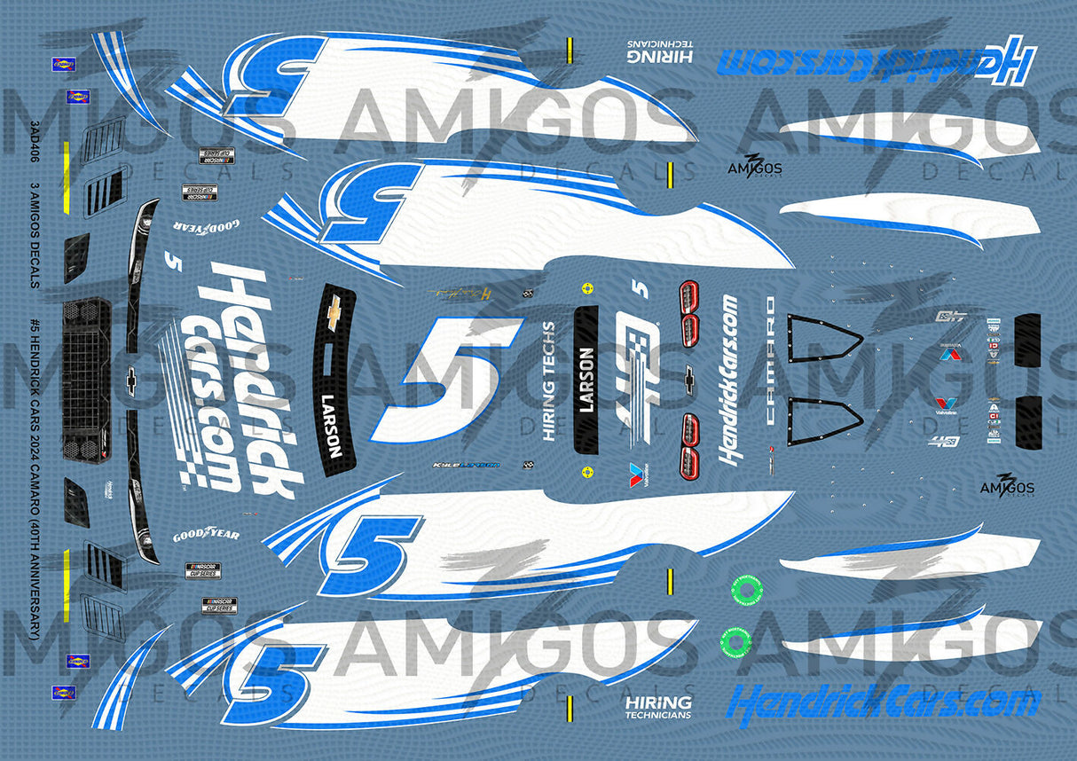 3 Amigos Decals #5 HENDRICK CARS HMS 40TH ANNIVERSARY 2024 CAMARO 1:24 DECAL SET